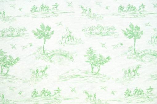 Dekostoff Toile de Jouy - La Vie rurale - Grün - 280 cm breit 