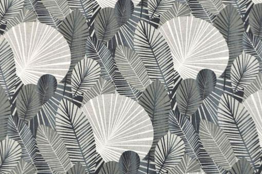 Dekostoff Leinen-Look - Grey Leaves - 280 cm breit 