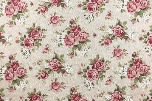 Deko-Stoff Leinenoptik - Cottage Rose - 280 cm 