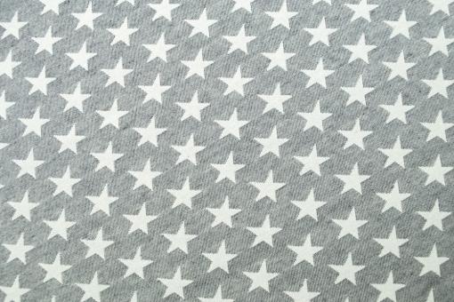 Jacquard-Dekostoff - zweiseitig - Stars - Grau/Weiß 