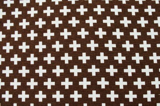 Jacquard-Dekostoff - zweiseitig - Kreuz-Muster - Braun/Creme 