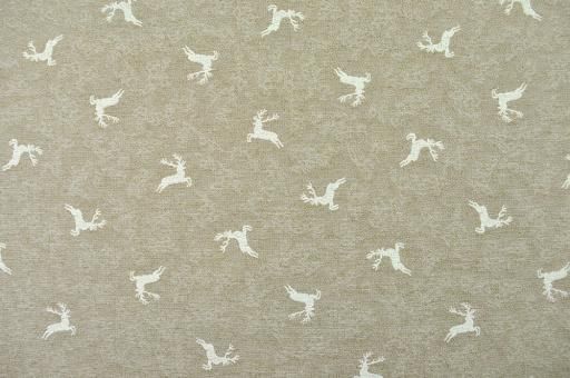 Deko-Stoff Wende-Jacquard - kleine Hirsche - Beige 