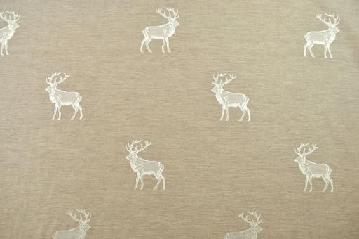 Dekostoff zweiseitiger Jacquard - Hirsche - Beige 