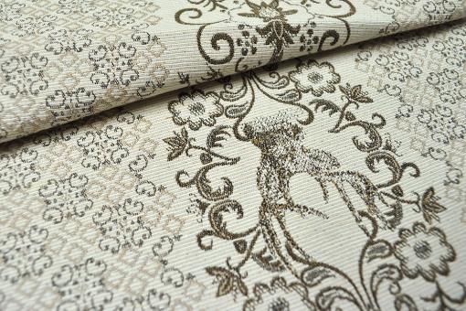 Jacquard-Stoff - Landhaus-Streifen - 280 cm - Beige/Graubraun 