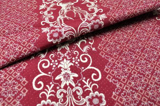 Jacquard-Stoff - Landhaus-Streifen - 280 cm - Bordeaux/Beige 