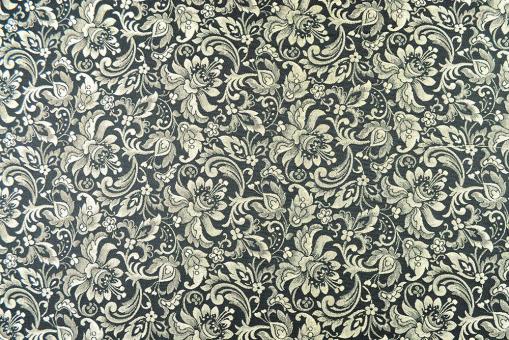 Zweiseitiger Jacquard - A Fleurs - Schwarz/Creme 