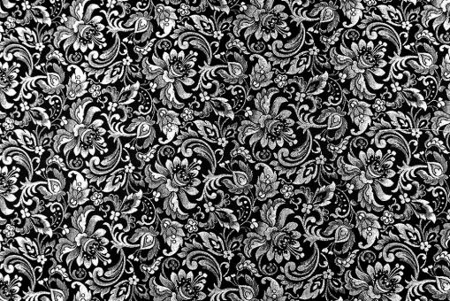 Zweiseitiger Jacquard - A Fleurs - Schwarz/Silber 