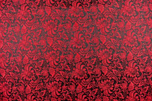 Zweiseitiger Jacquard - A Fleurs - Schwarz/Rot 