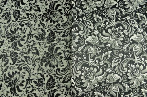 Zweiseitiger Jacquard - A Fleurs - Creme/Schwarz 