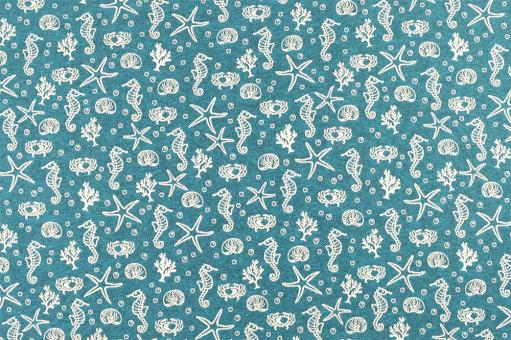 Jacquard-Dekostoff - Unterwasser-Freunde - Türkis/Creme 