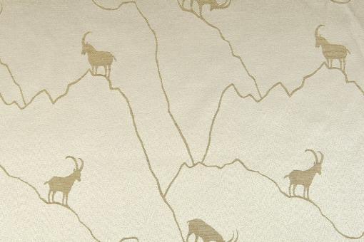 Dekostoff zweiseitiger Jacquard - Tiroler Steinbock - Creme/Beige 