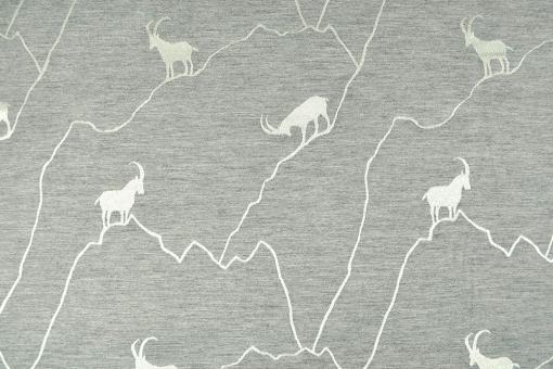 Dekostoff zweiseitiger Jacquard - Tiroler Steinbock - Grau/Creme 