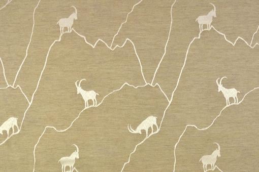 Dekostoff zweiseitiger Jacquard - Tiroler Steinbock - Beige/Creme 