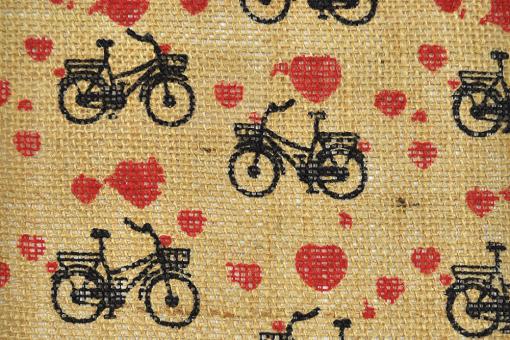 Jute-Stoff bedruckt - Bicycle Love 