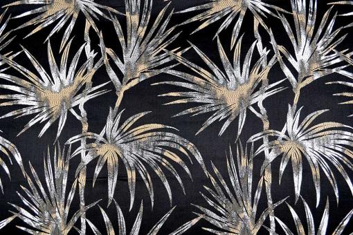 Dekostoff Jacquard - Royal Palms - Schwarz 
