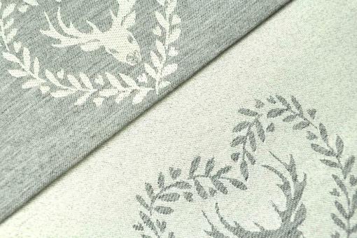 Jacquard-Dekostoff zweiseitig - Hirschliebe - Grau/Creme 