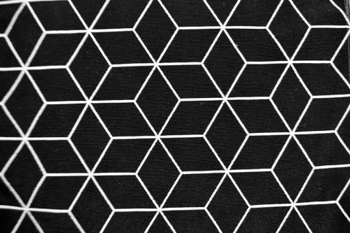 Wende-Jacquardstoff - Cubes - Schwarz/Weiß 