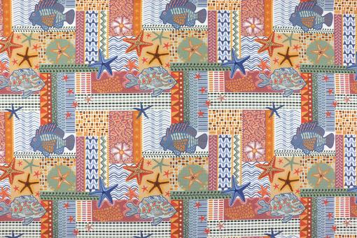 Dekostoff Digitaldruck - Unterwasser-Patchwork 