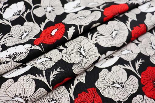 Dekostoff Leinen-Optik - Mohn-Traum 