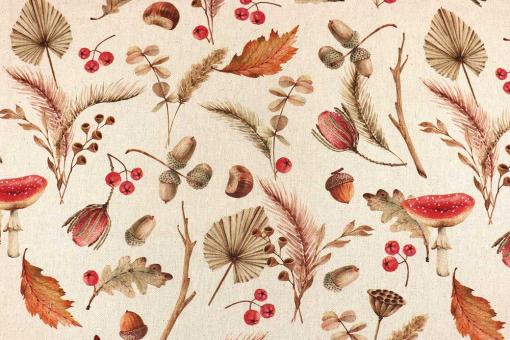 Recycelter Dekostoff mit herbstlichem Motiv 