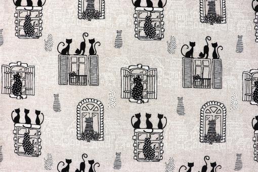 Dekostoff - Katzen am Fenster 