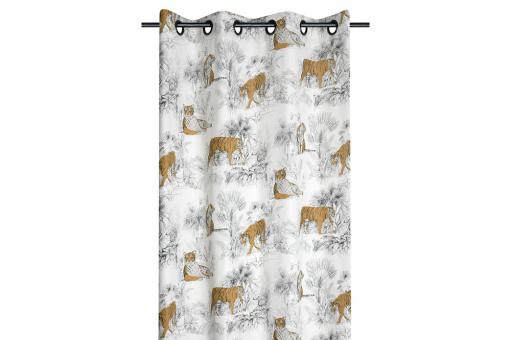 Dekostoff in Leinenoptik mit Tiger-Motiv 