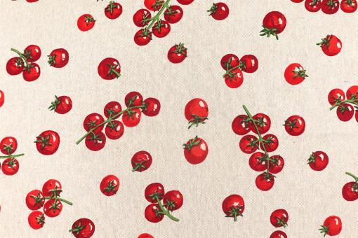 Deko-Stoff in Leinenoptik mit Tomaten 