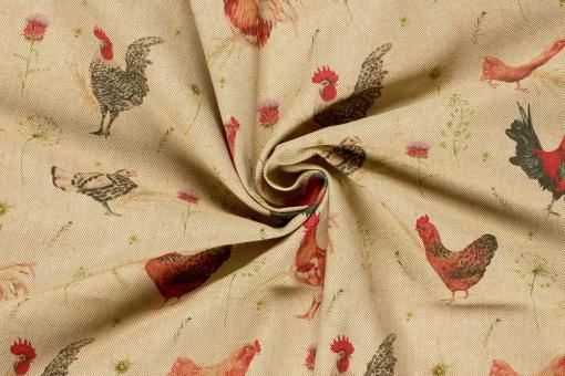 Dekostoff Digitaldruck - Henne und Hahn 