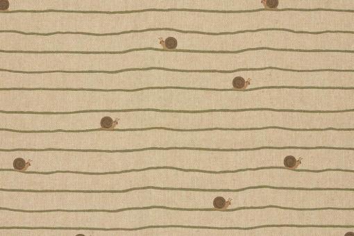 Dekostoff in Leinenoptik mit kleinen Schnecken 