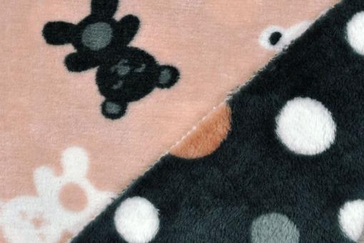 Doubleface-Fleece - Dots and Bears - Pink 