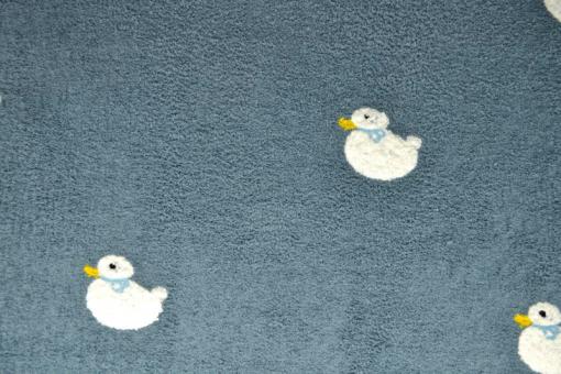 Bestickter Teddy-Stoff mit Enten 