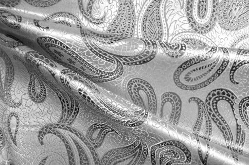 Brokatstoff Paisley - Silber 