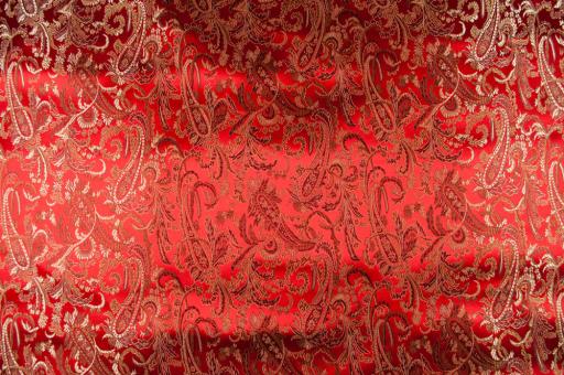China Kunstseide Paisley-Ornamente - Rot/Kupfer 