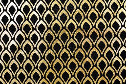 Glanzstoff - Tropfendesign - Schwarz/Gold 