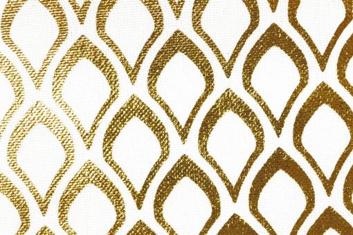 Glanzstoff - Tropfendesign - Weiß/Gold 