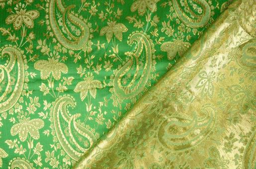 Brokat - Happy Paisley - Grün/Gold 