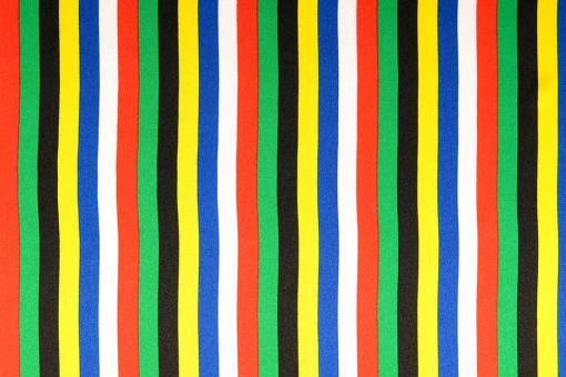 Satin Stoff mit Streifen - Weiß/Bunt 