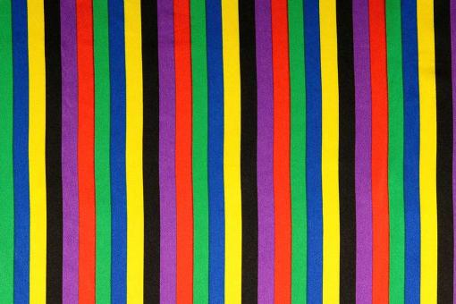 Satin Stoff mit Streifen - Schwarz/Bunt 