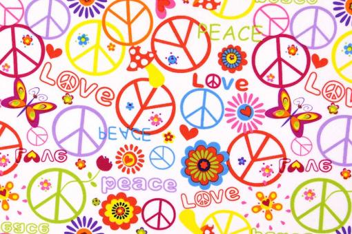 Universalstoff mit Hippie Motiv 