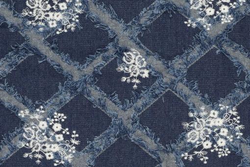 Deluxe Jeans-Stoff mit Rauten-Stick 