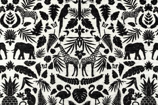 Tierwelt Afrika - Wende-Jacquard Chenille - Weiß 