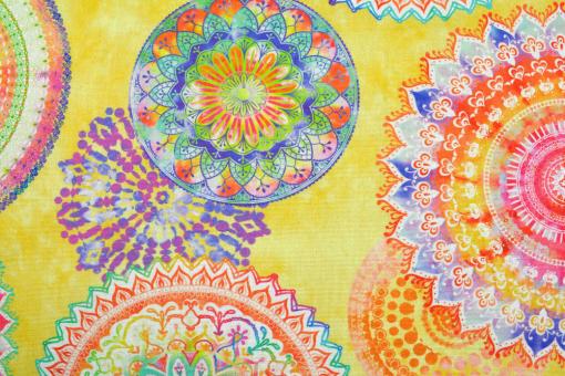 Outdoorstoff Superprint - Dralon® - Mandalas - Gelb 