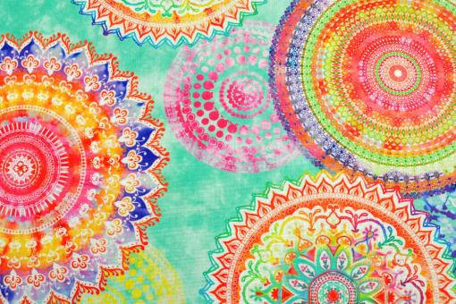 Outdoorstoff Superprint - Dralon® - Mandalas - Türkis 