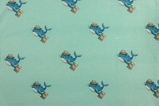 Jersey-Stoff - Mr. Whale - Hellblau 