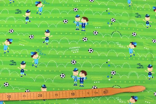Jersey Stoff mit Fussball Druck 