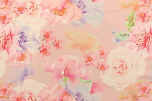 Jersey-Stoff mit floralem Aquarell 