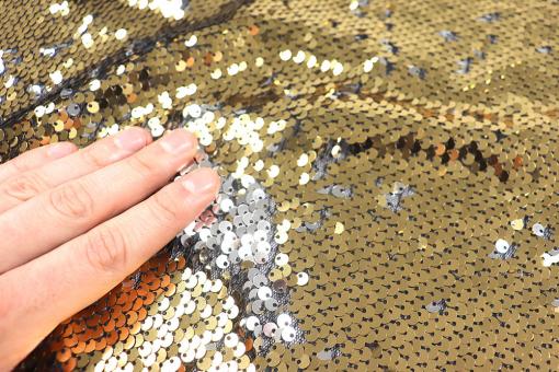 Pailletten-Wende-Stoff - Silber/Gold - B-Ware 