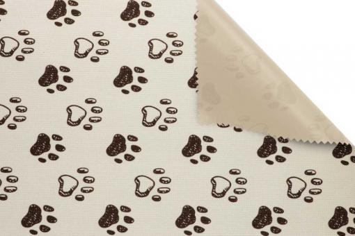 Polyesterstoff Pfote - wasserabweisend - Beige 