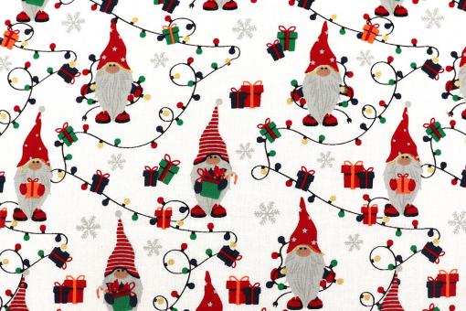 Glitzer-Weihnachtsstoff - Lichterketten-Wichtel 
