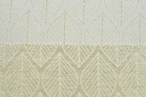 Jacquard-Dekostoff - Modern Leaves - Creme/Gold-Glitter 